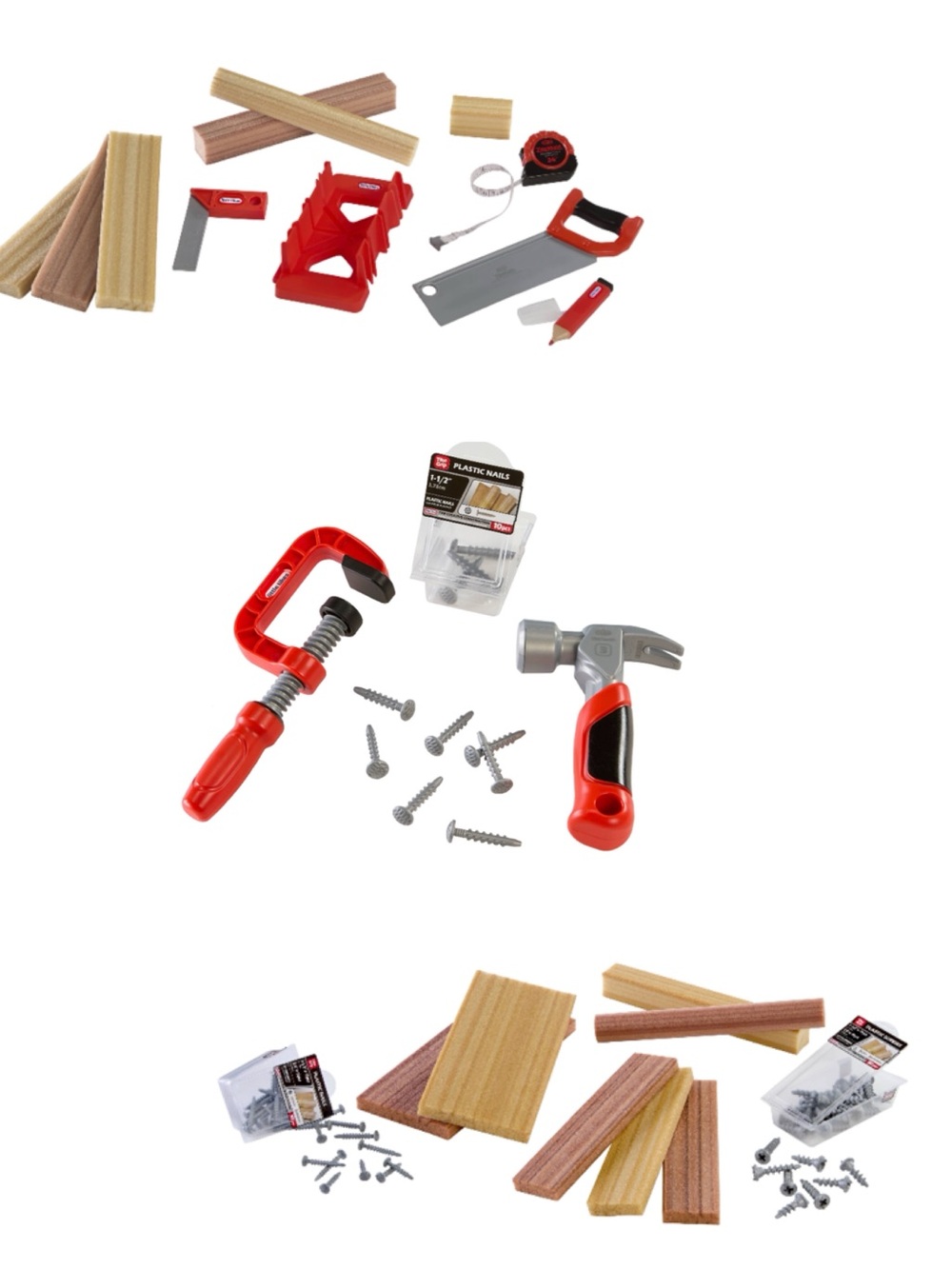 Little Tikes Creative Construction Tools, Nails, Wood Sets Bundle